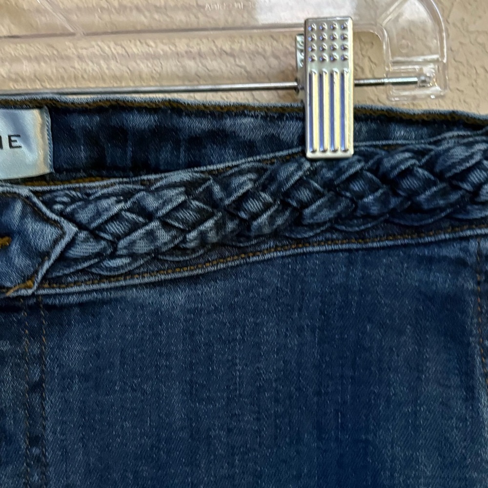 FRAME Dark Wash Braided Waistband Cropped Flare Jeans Women’s 29 - Picture 5 of 9